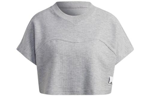 Женская футболка adidas LOUNGE TERRY LOOP CROP TOP серая
