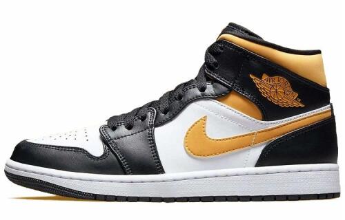 Кроссовки Nike Air Jordan 1 Mid White Pollen Black