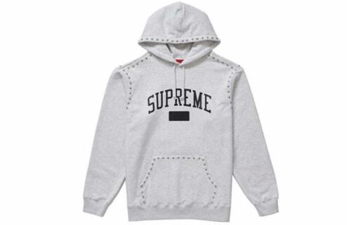 Supreme FW18 Studded Hooded Sweatshirt Ash Grey Logo