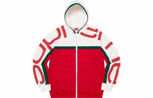 Supreme FW20 Week 13 Big Logo Paneled Zip Up Hooded Sweatshirt Logo