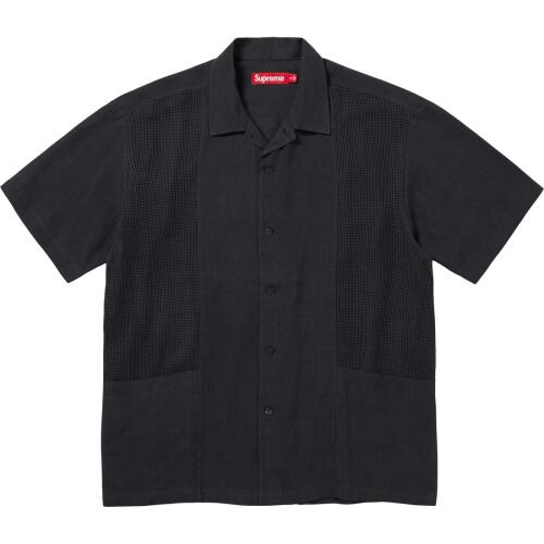 Supreme SS24 WEEK18 MESH PANEL LINEN SS SHIRT
