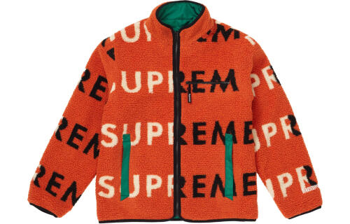 Supreme FW18 Reversible Logo Fleece Jacket Orange
