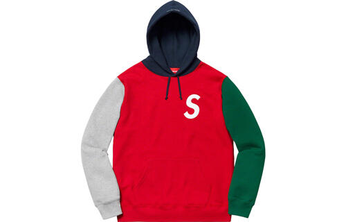 Supreme SS19 S Logo Colorblocked Hooded Sweatshirt Red S