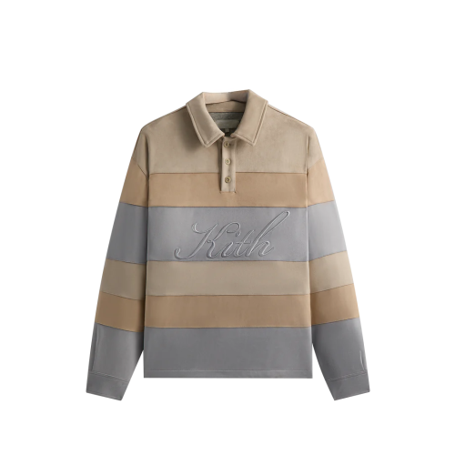 KITH FW24 Stripe Microsuede Tanner Pullover Fall 2024 Polo