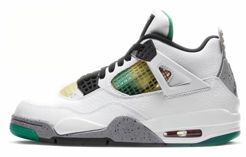 Кроссовки Nike Air Jordan 4 Retro Lucid Green Rasta белые