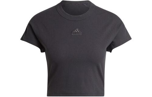 Женская футболка adidas LOUNGE RIBBED CROP TEE черная