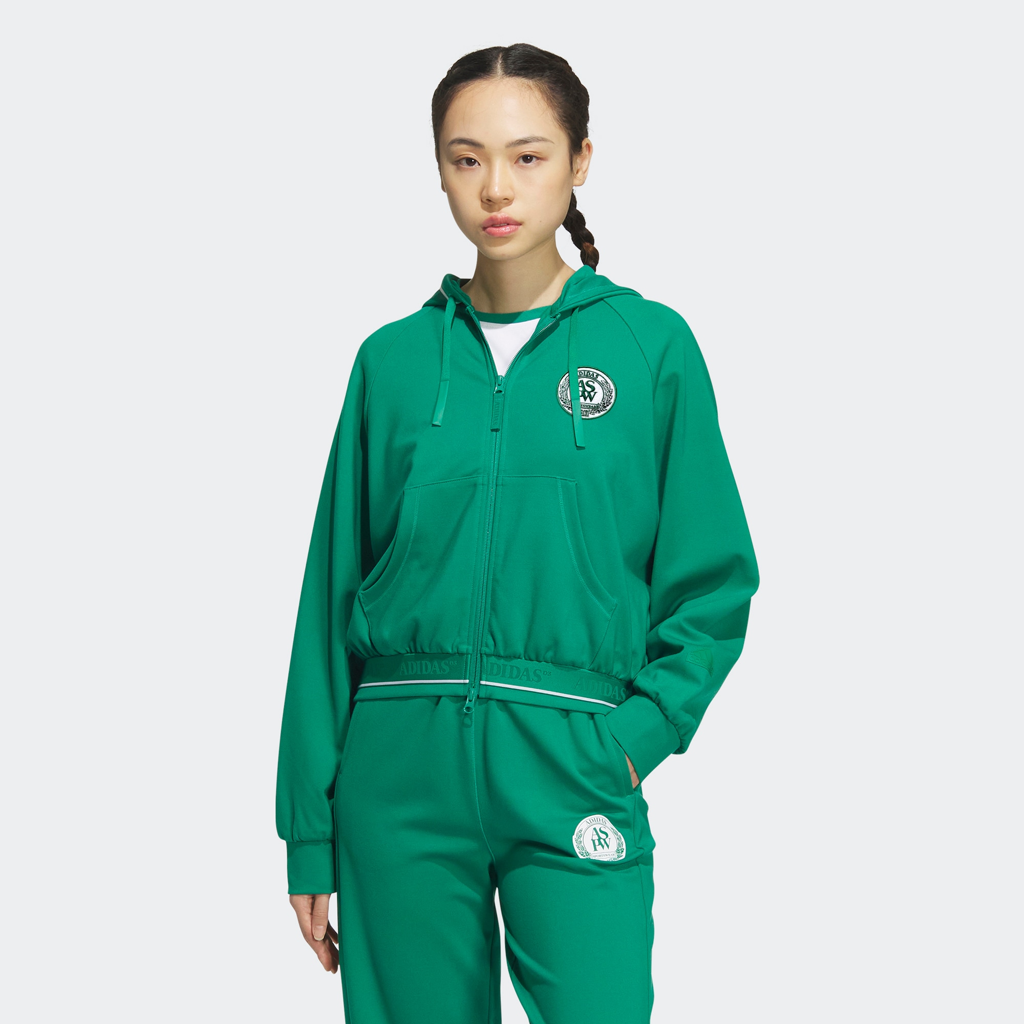 Женская куртка adidas VERBIAGE CROP JACKET зеленая