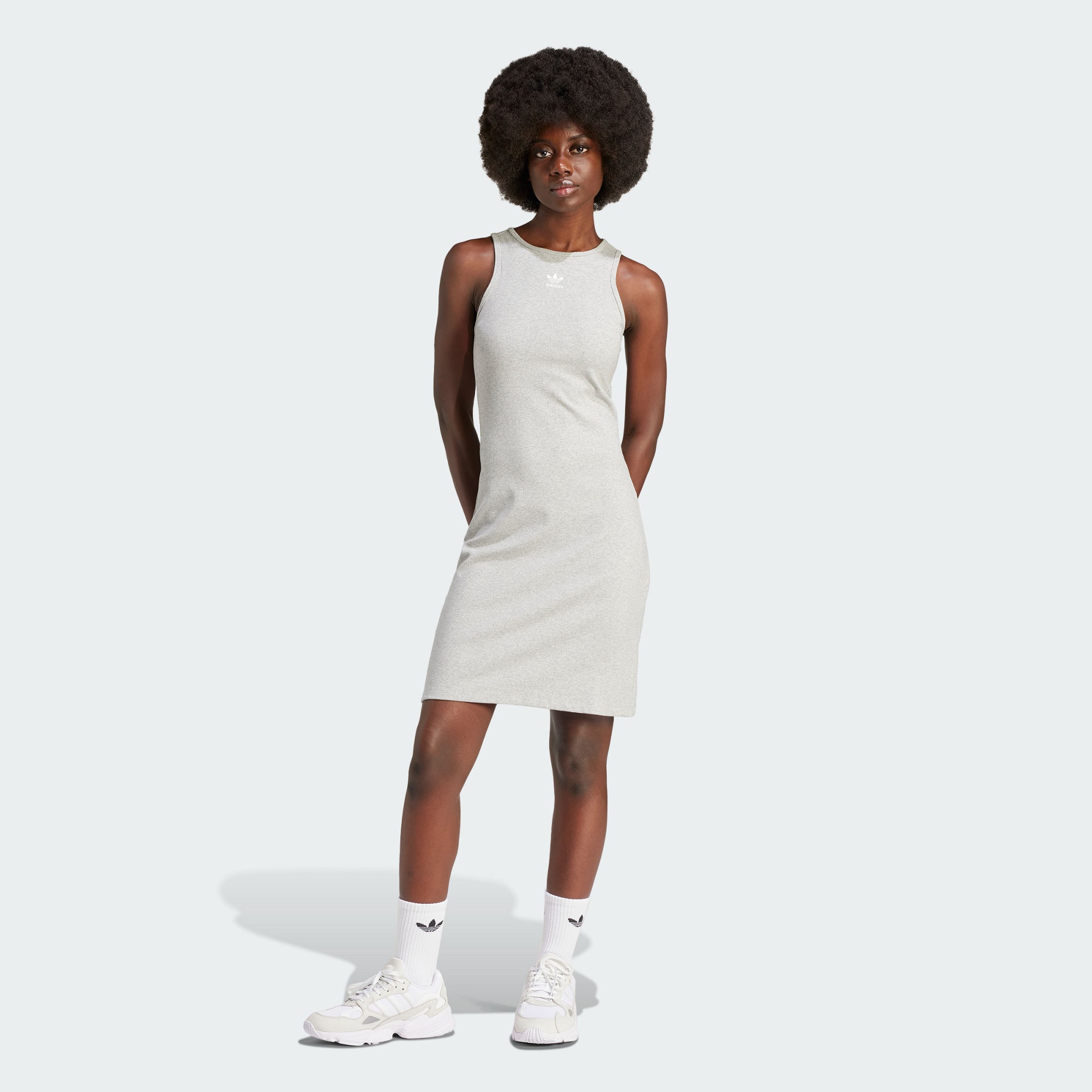 Женское платье  adidas ESSENTIALS RIB TANK DRESS серое