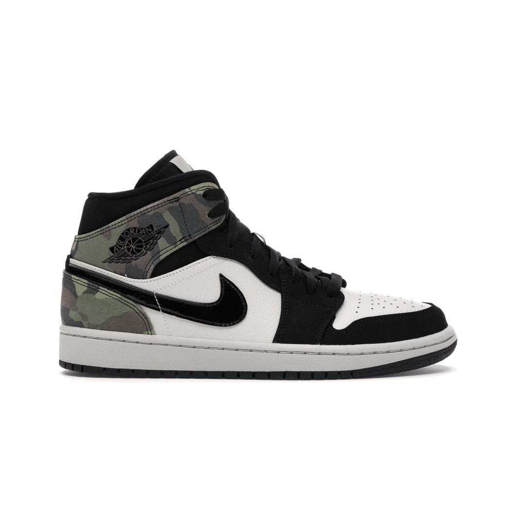 Кроссовки Nike Air Jordan 1 Mid Camo (2020) (белый/черный)