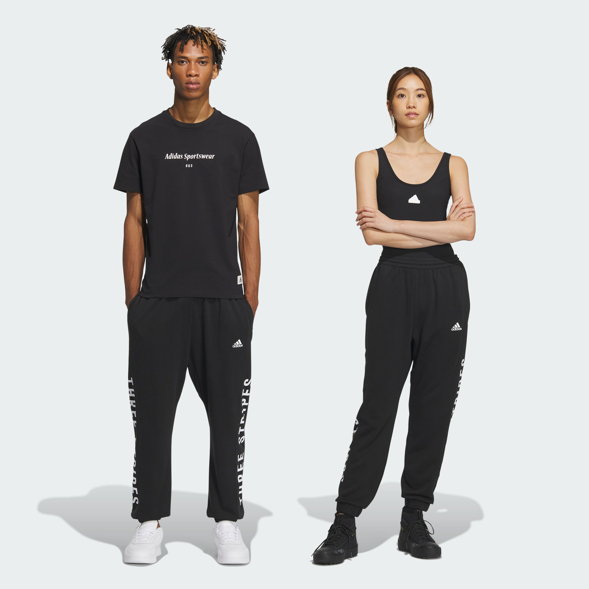 Брюки adidas WORDING STRAIGHT LEG CUFFED PANTS черные