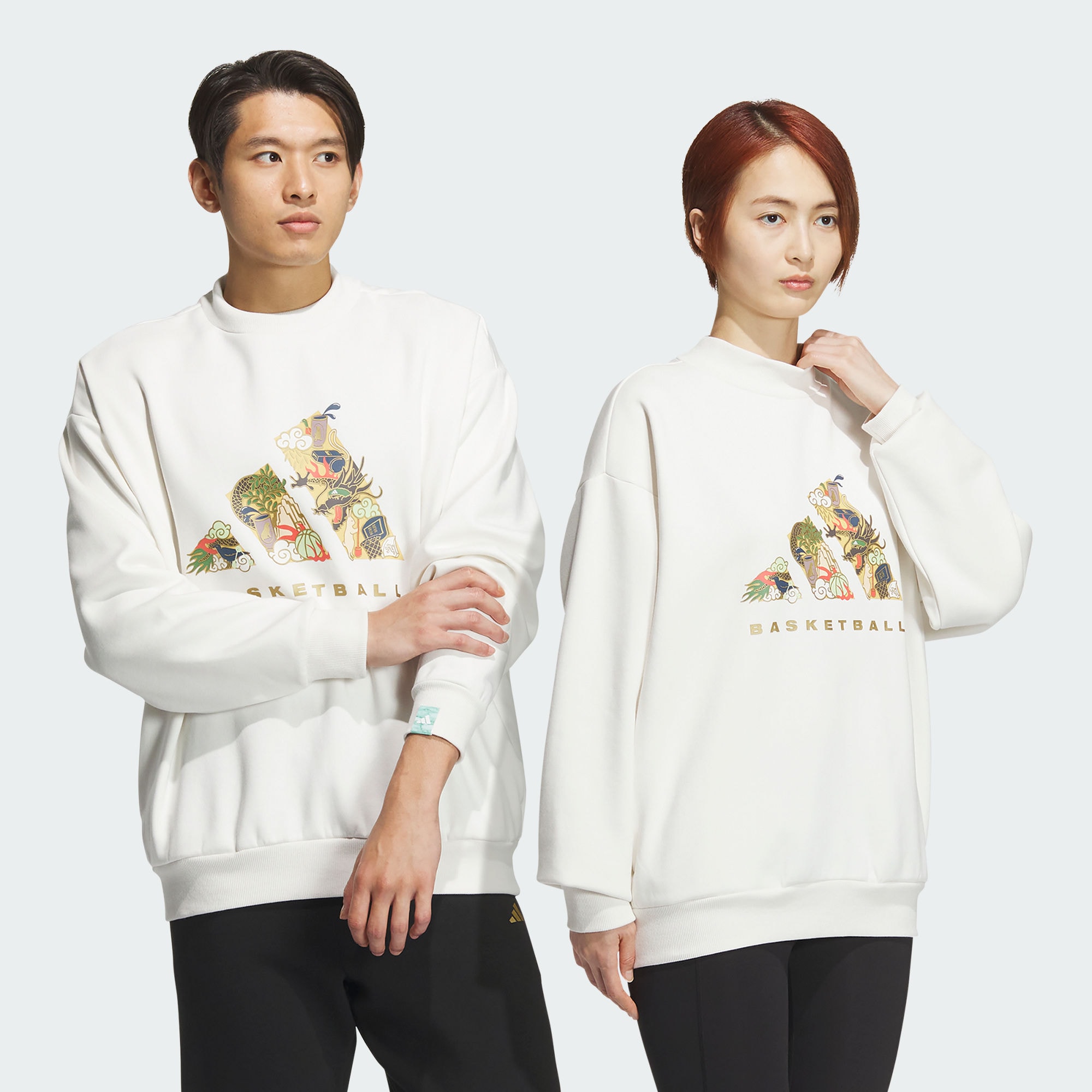 Мужской свитшот adidas BASKETBALL CNY CREW SWEATSHIRT белый