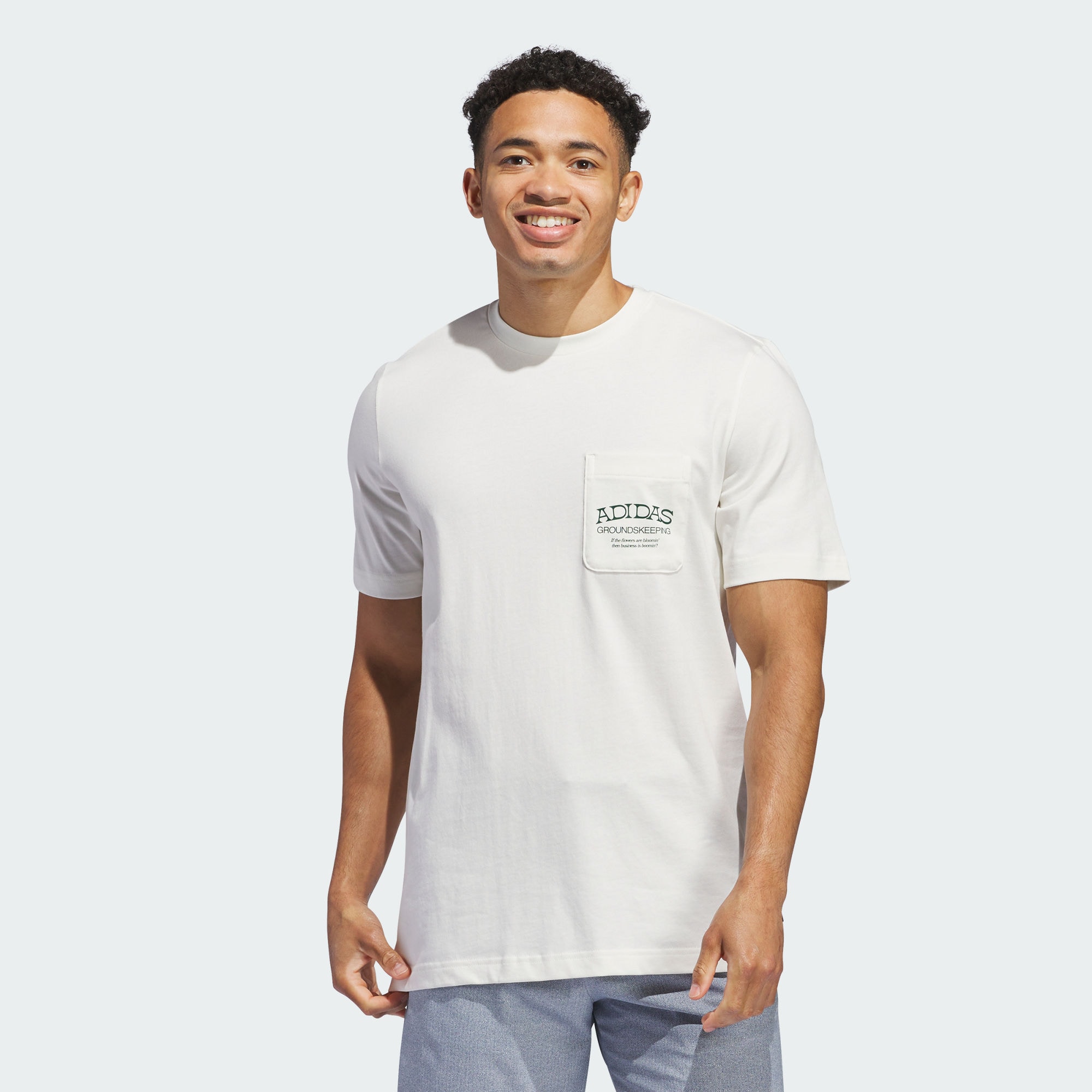 Мужская футболка adidas GROUNDSKEEPER GRAPHIC POCKET TEE белая