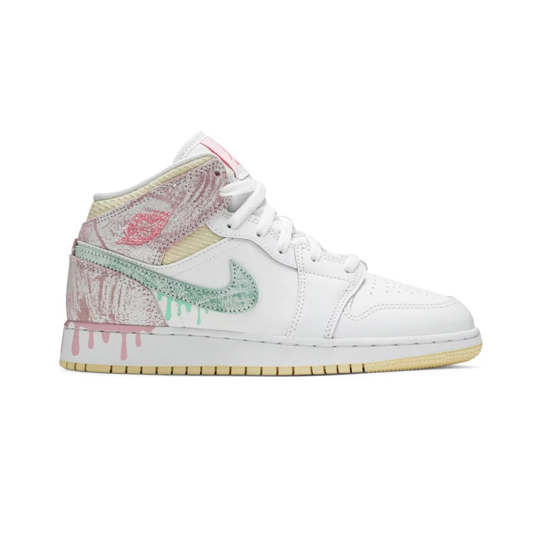 Кроссовки Nike Air Jordan 1 Mid GS Paint Drip