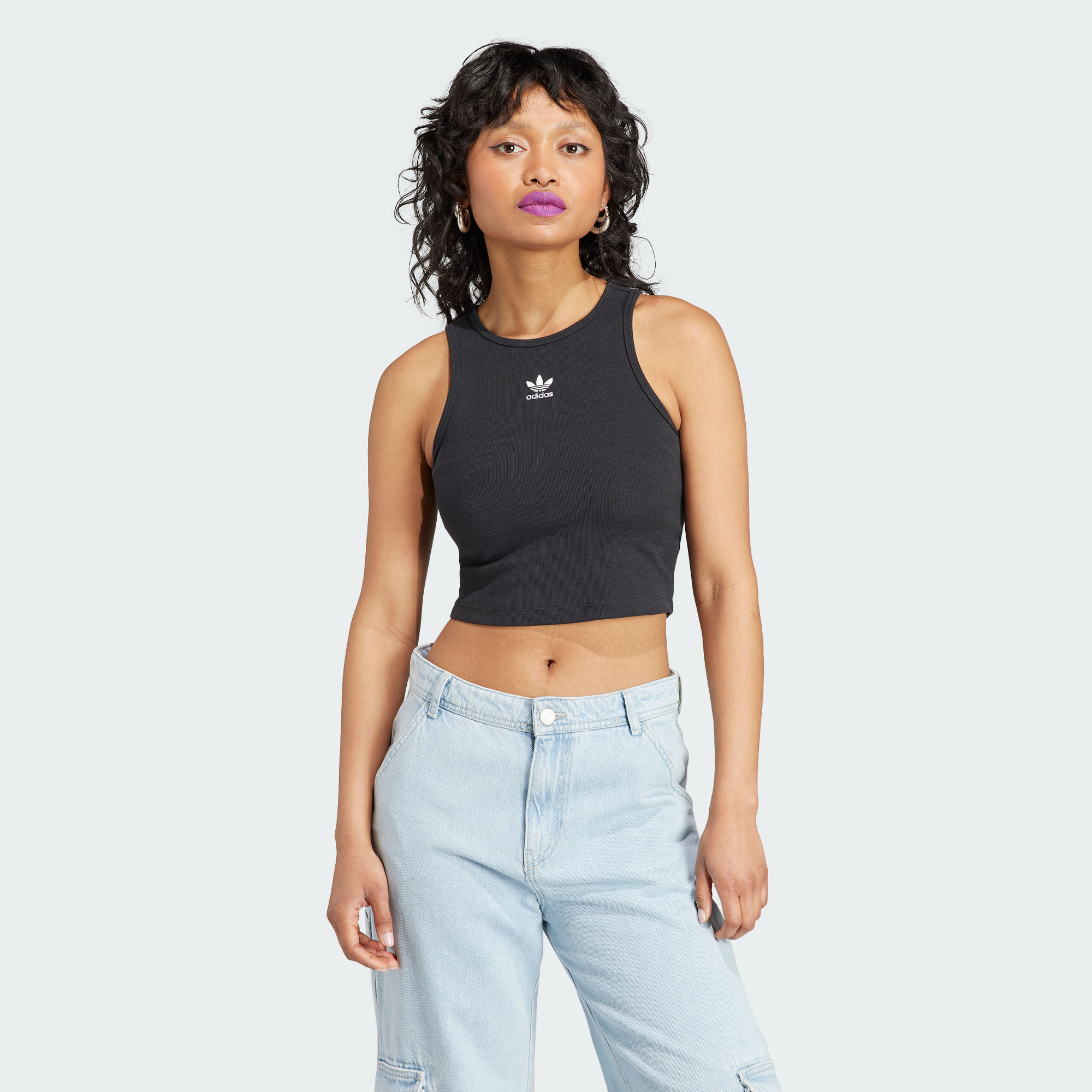 Женский топ adidas ESSENTIALS RIB TANK TOP черный