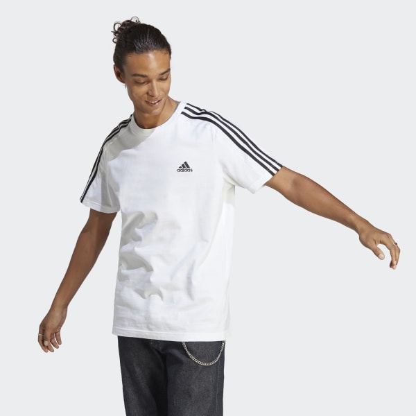 Мужская футболка adidas Essentials Single Jersey 3-Stripes Tee (Белая)