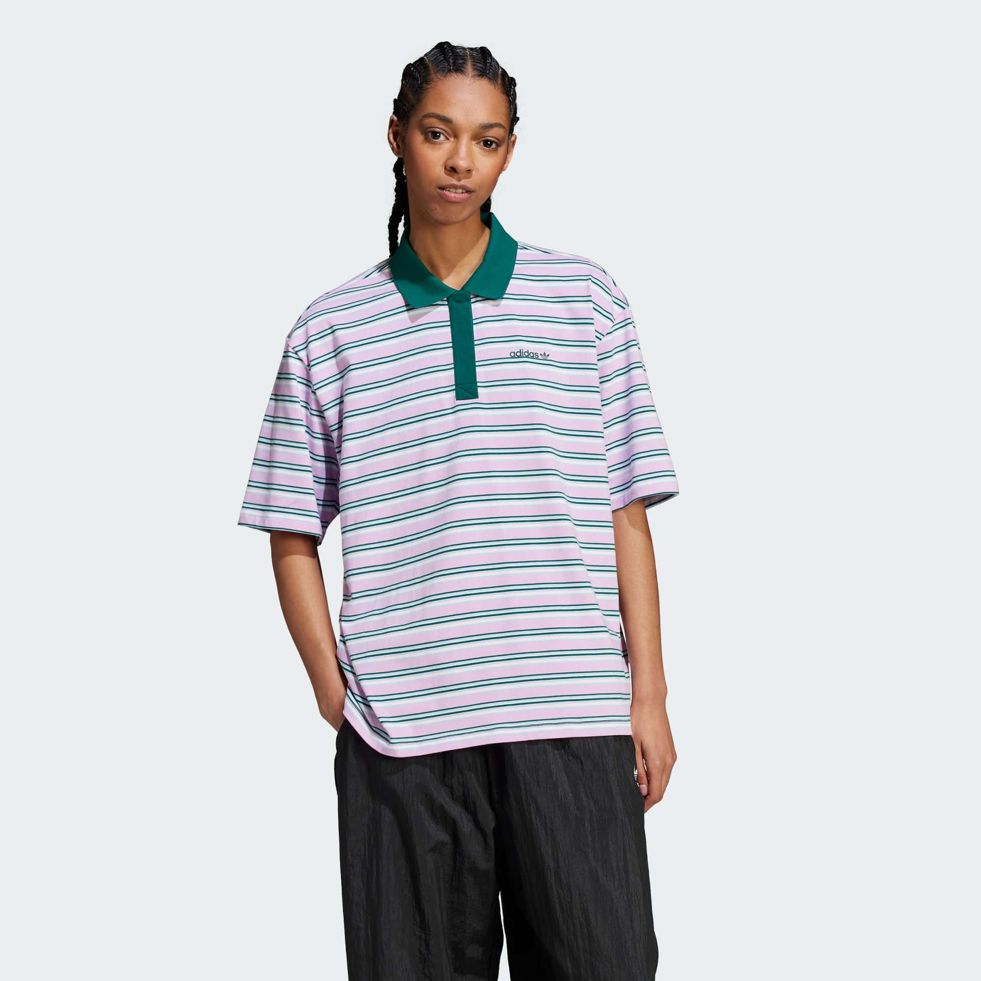 Женская футболка adidas 80S OVERSIZED STRIPE POLO SHIRT