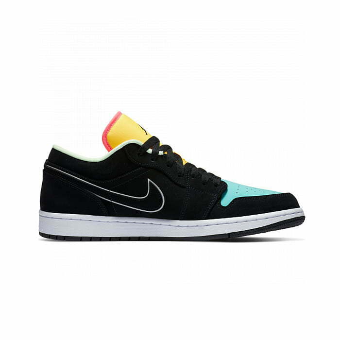 Кроссовки Nike Air Jordan 1 Low Black Aurora Green Laser Orange