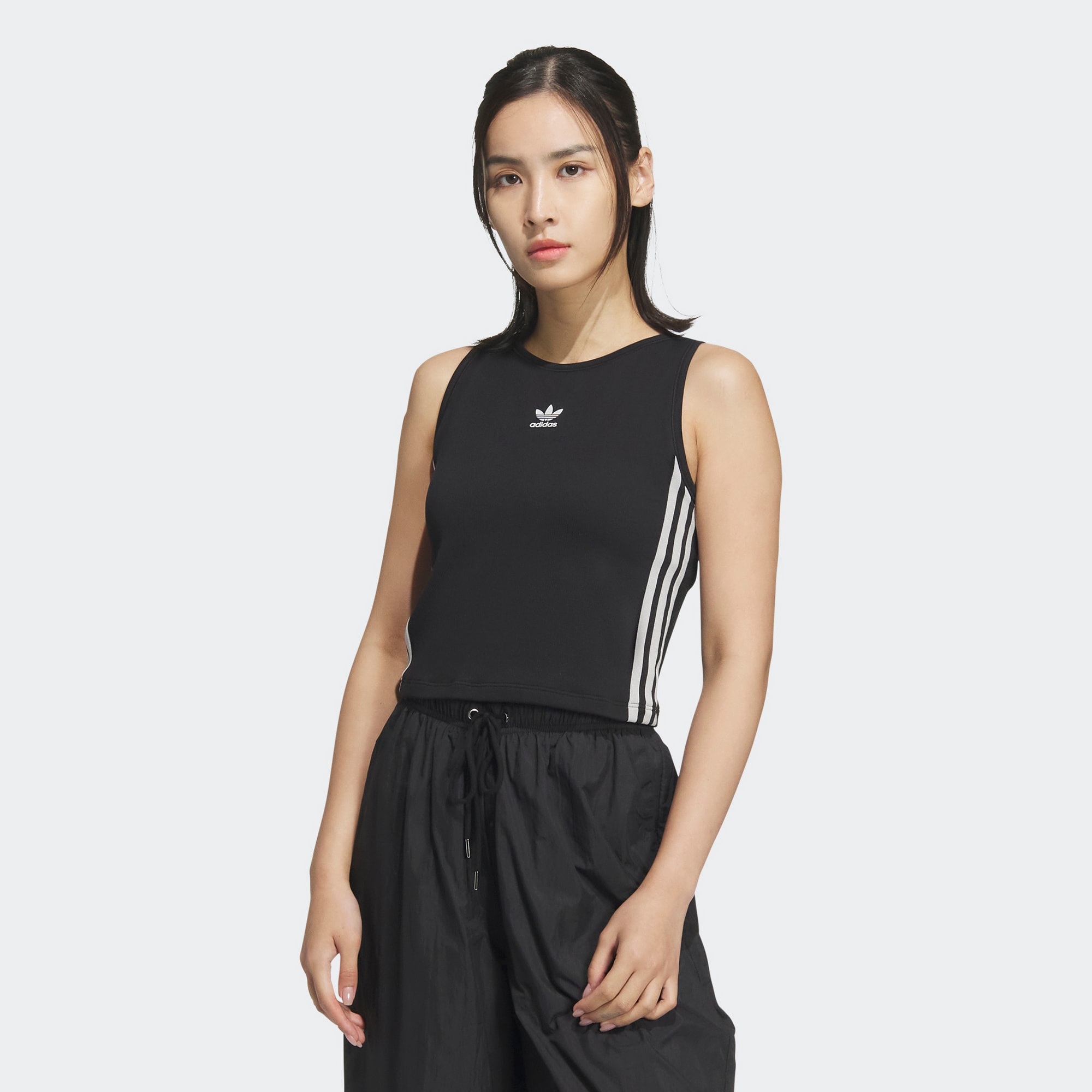 Женская майка adidas 3-STRIPES PADDED TANK TOP черная