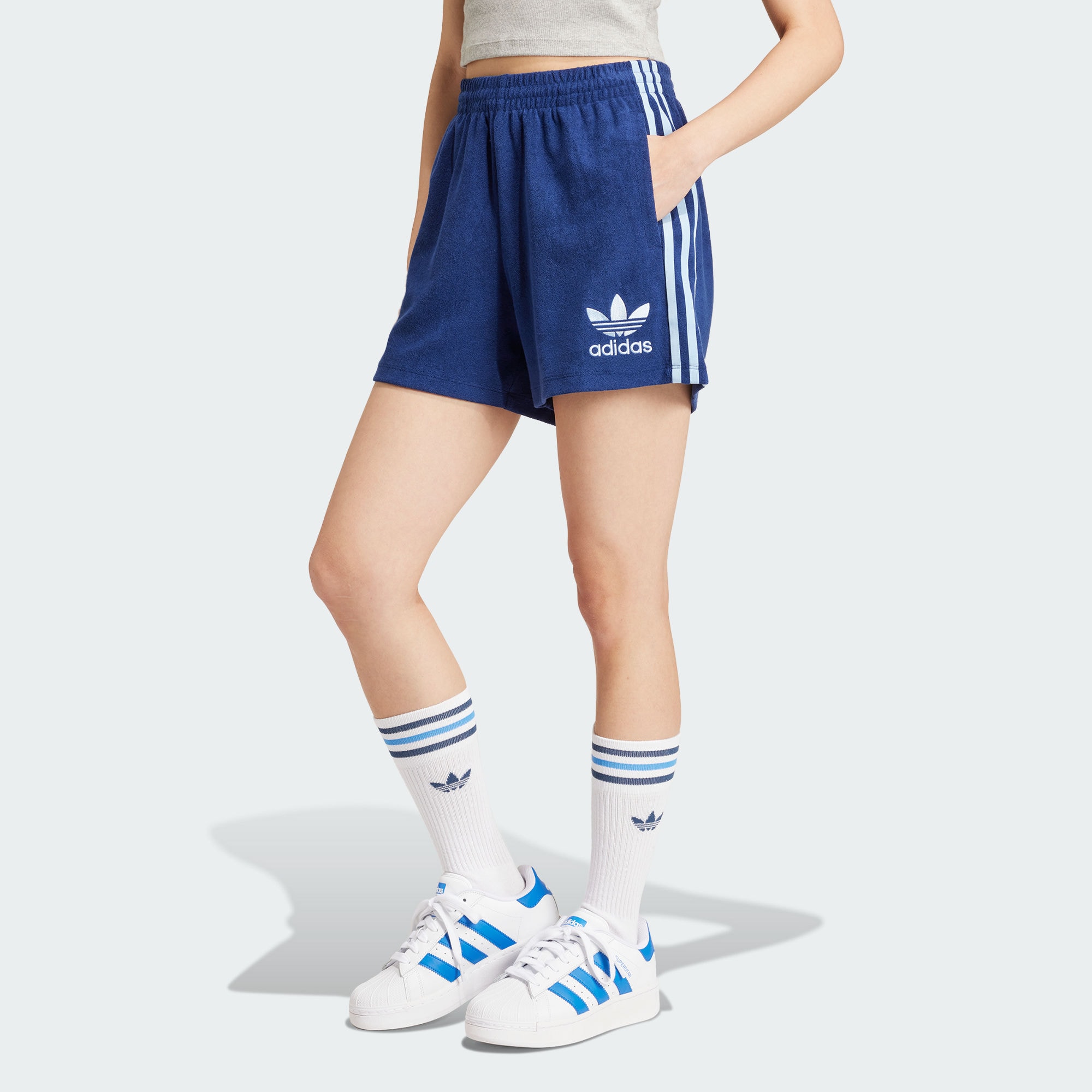 Женские шорты adidas TERRY SHORTS синие