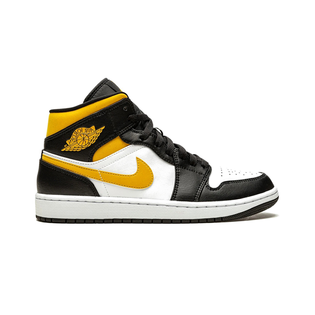 Кроссовки Nike Air Jordan 1 Mid White Pollen Black