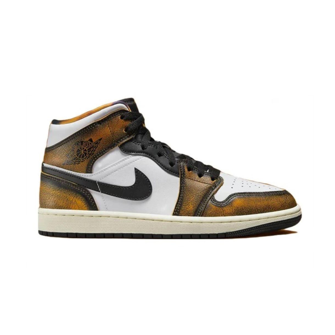 Кроссовки Nike Air Jordan 1 Mid SE Wear Away Yellow золотые