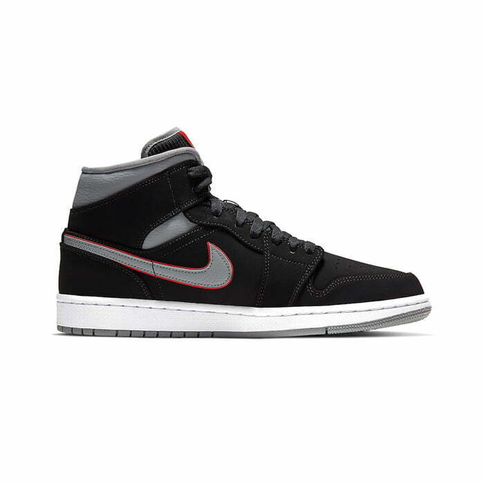 Кроссовки Nike Air Jordan 1 Mid Black Particle Grey Gym Red