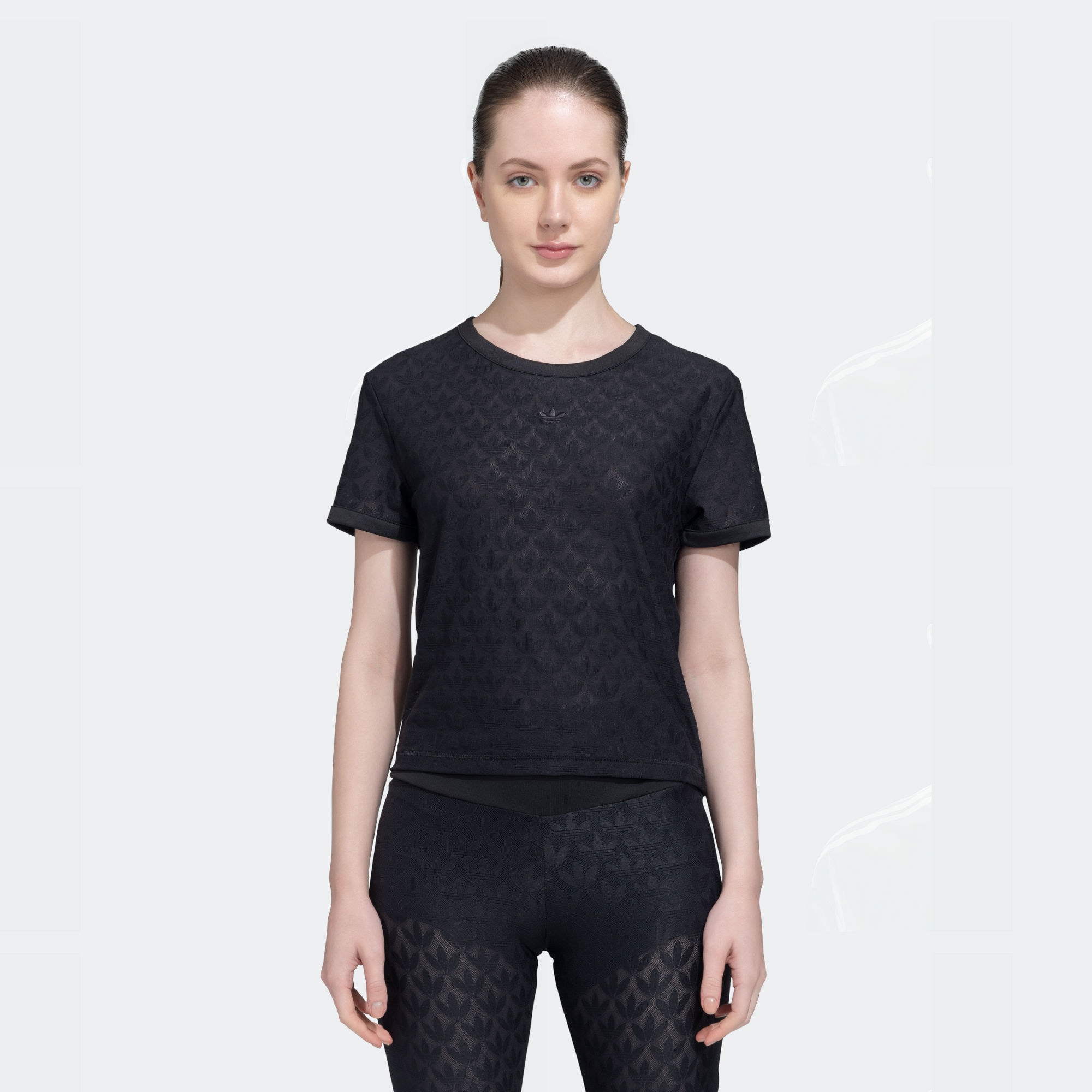 Женская футболка adidas FASHION MONOGRAM LACE CROPPED