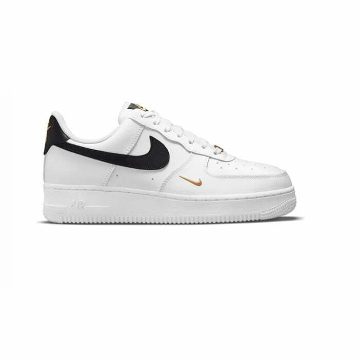 Кроссовки Nike Air Force 1 Low 07 Essential White Black Gold Mini Swoosh (Белые)