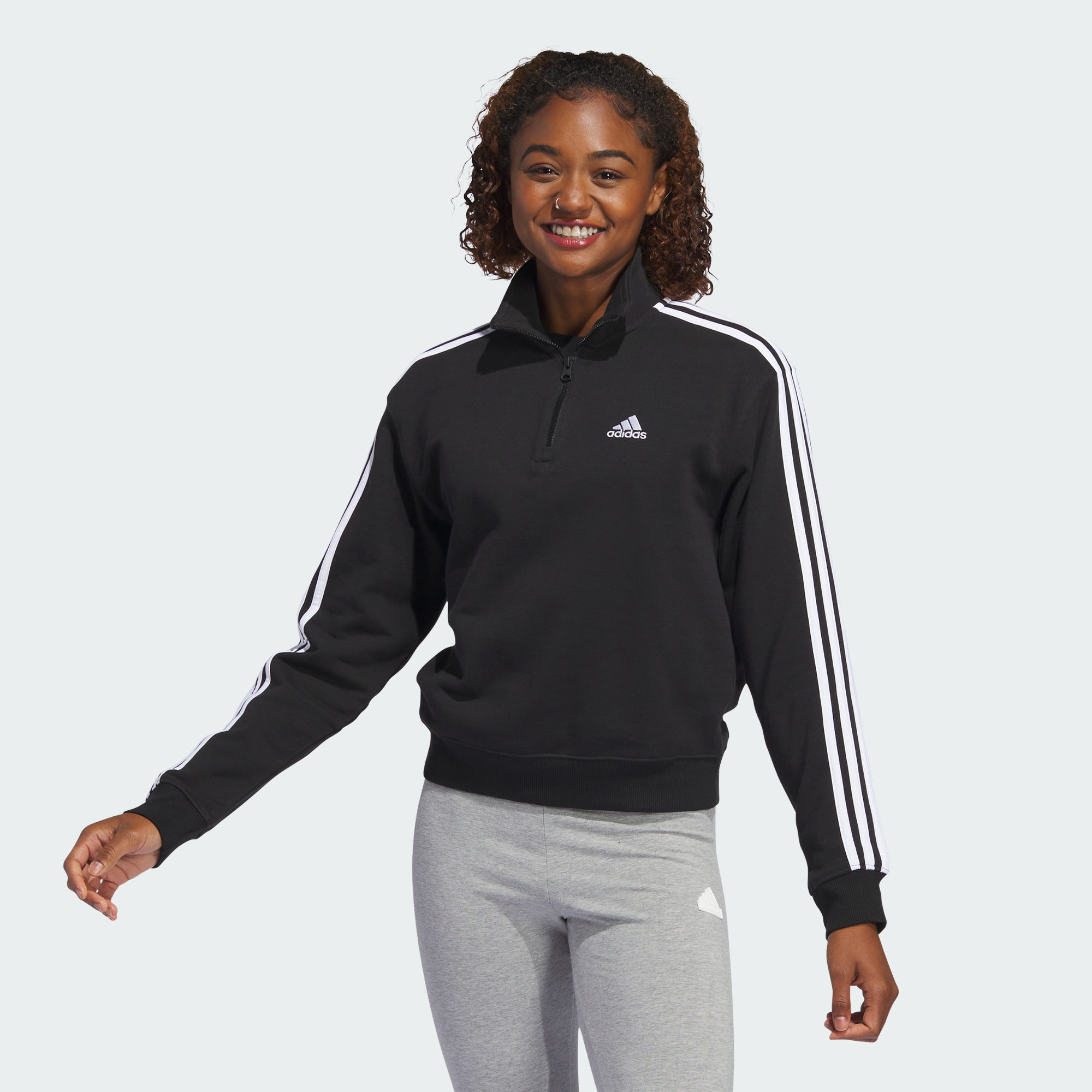 Женский свитшот adidas ESSENTIALS QUARTER-ZIP SWEATSHIRT черно-белый