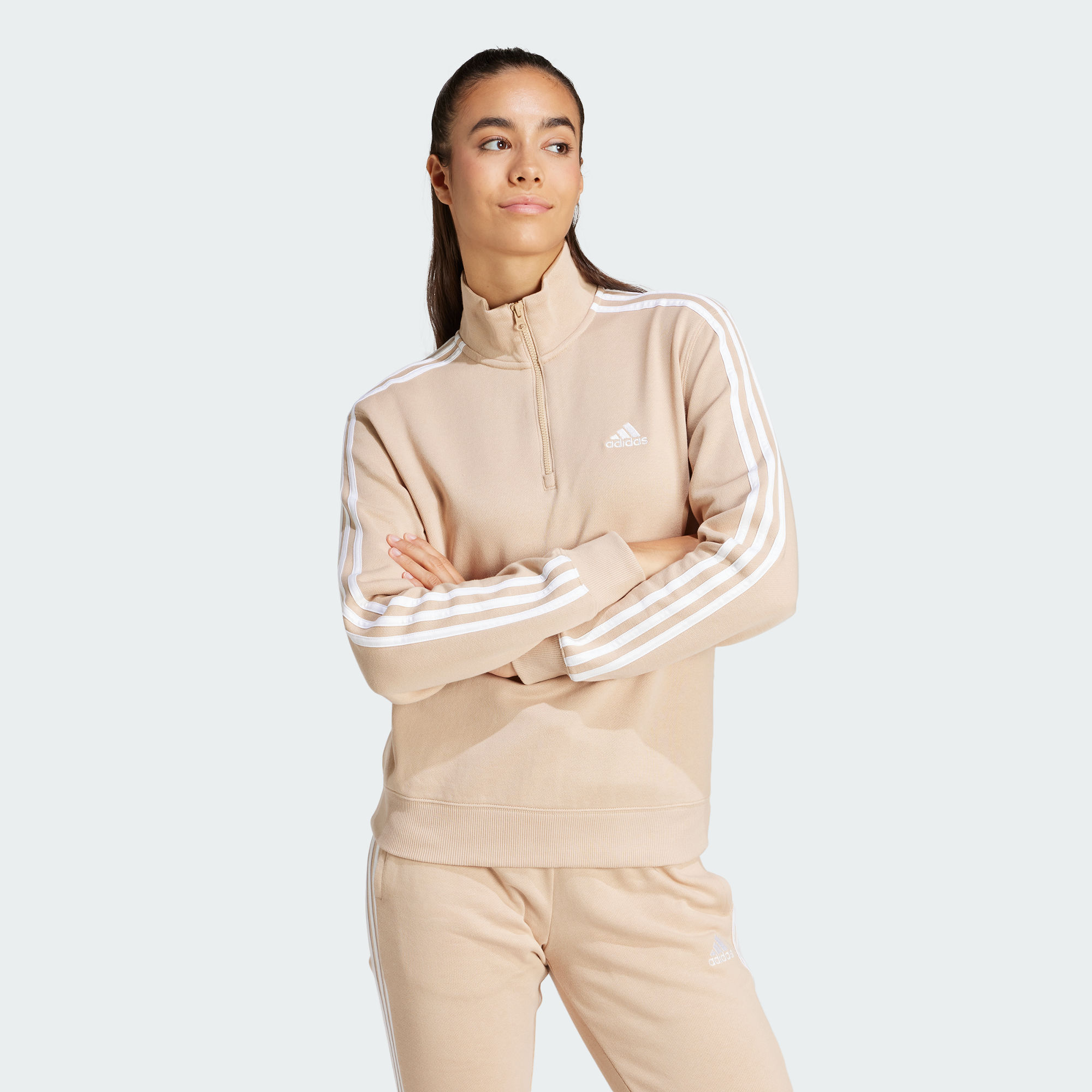 Женский свитшот adidas ESSENTIALS QUARTER-ZIP SWEATSHIRT коричневый