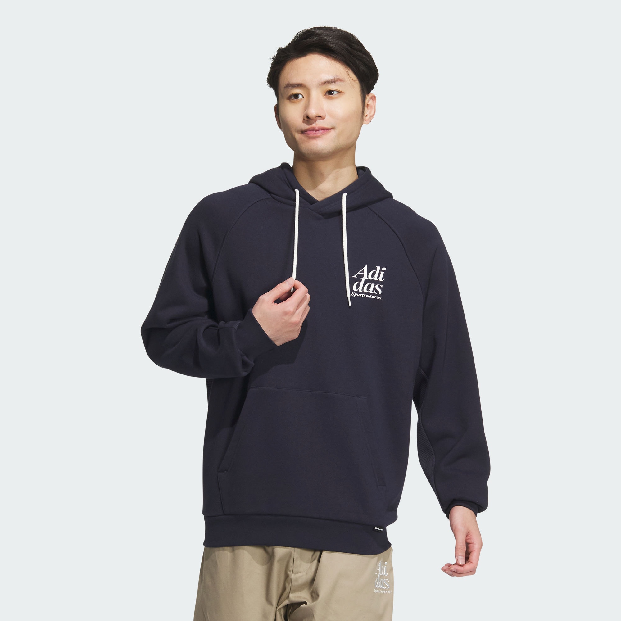 Мужское худи adidas SMALL LOGO WAFFLE HOODIE синее