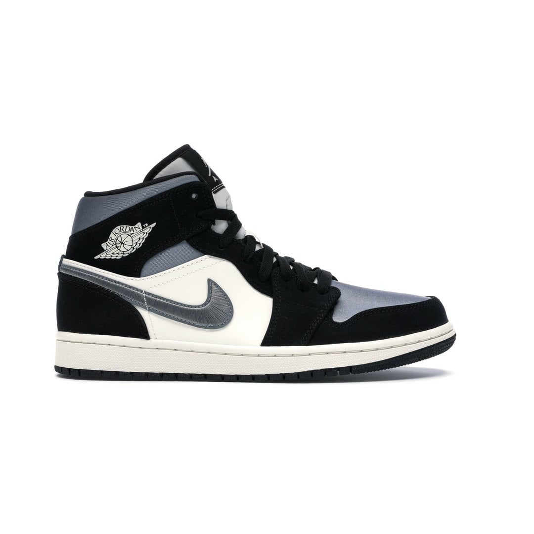 Кроссовки Nike Air Jordan 1 Mid Satin Grey Toe серебристые