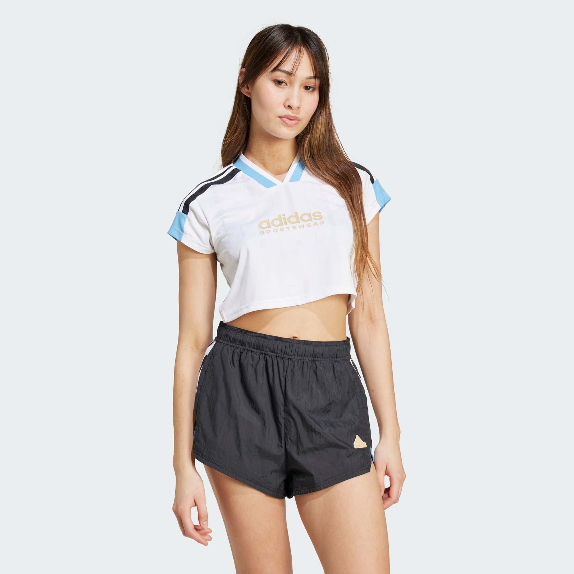 Женская футболка adidas TIRO CUT 3-STRIPES CROP JERSEY