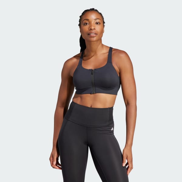 Женский топ-бра adidas TLRD Impact Luxe High-Support Zip Bra (Черный)