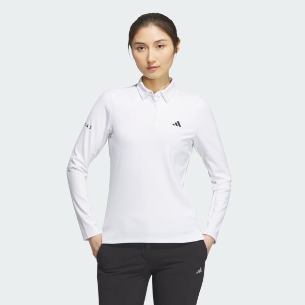 Женская рубашка adidas AEROREADY Big Badge of Sport Long Sleeve Polo Shirt (Белая)