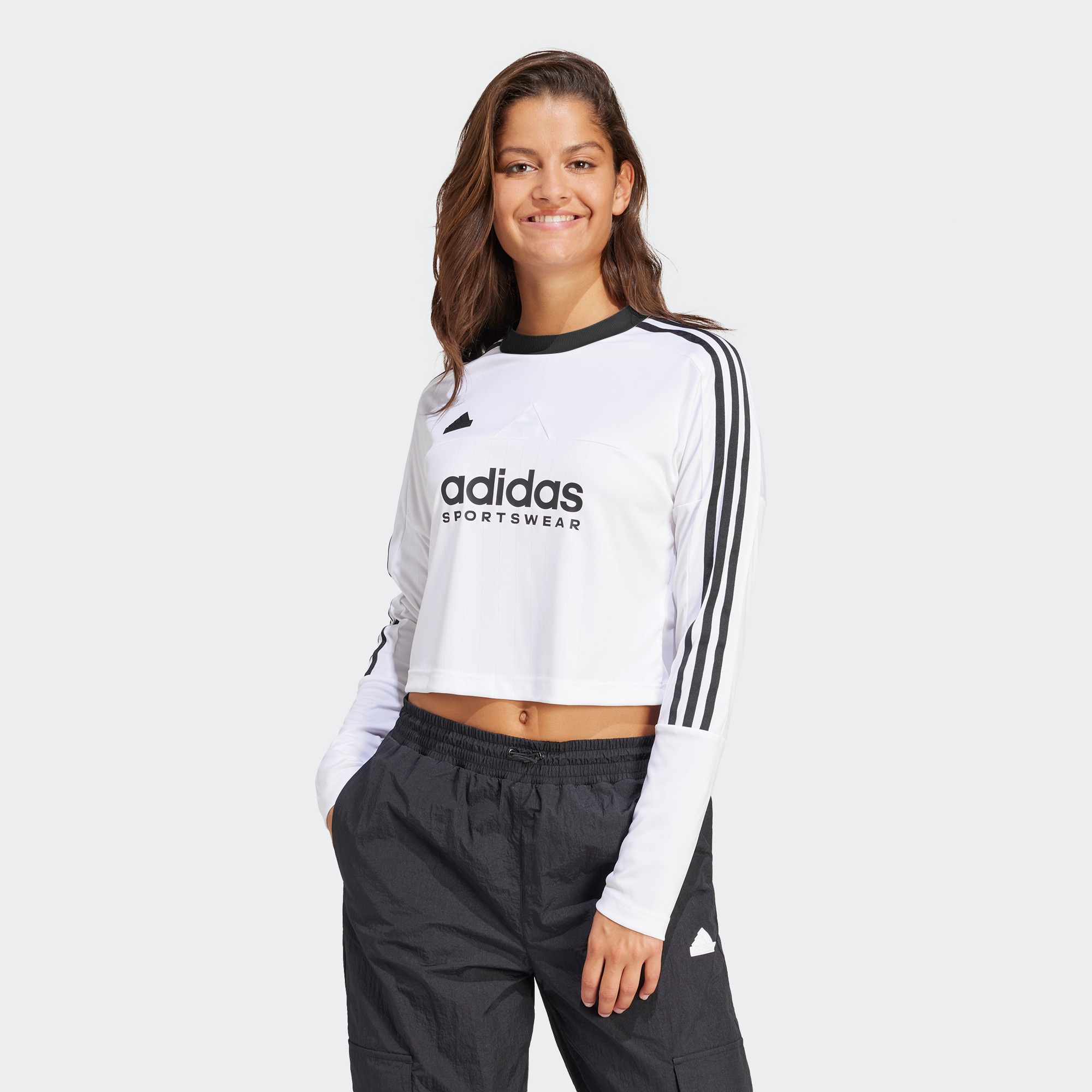 Женская футболка adidas TIRO 3-STRIPES LONG SLEEVE TEE белая