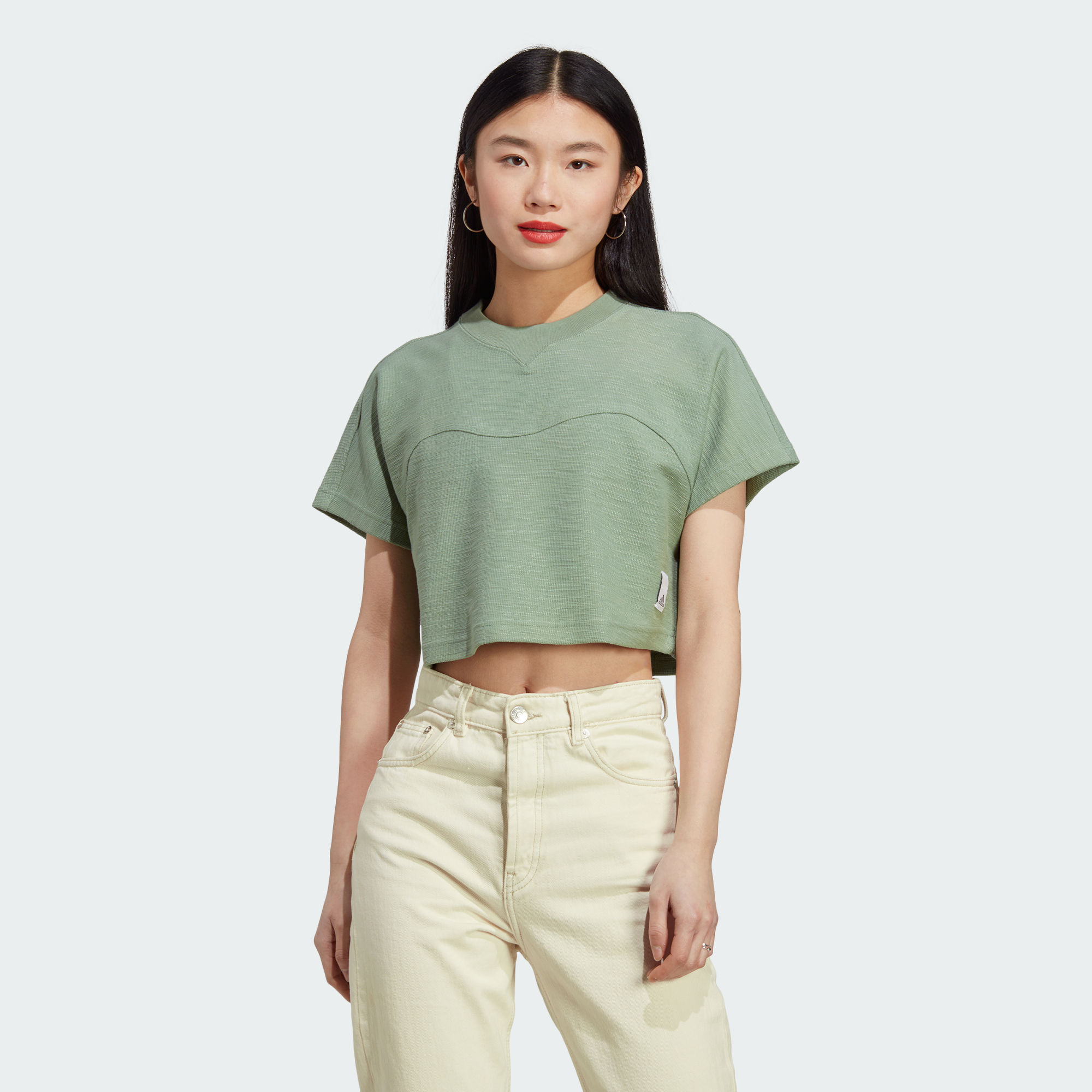 Женская футболка adidas LOUNGE TERRY LOOP CROP TOP HZ1607