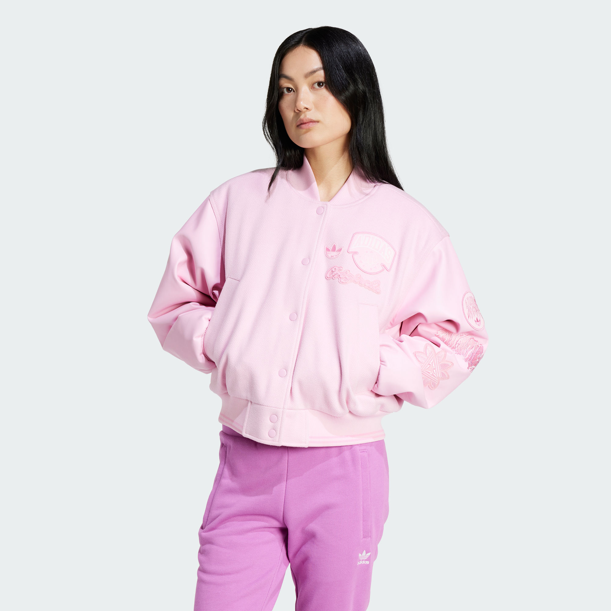 Женская куртка adidas OVERSIZED COLLEGIATE JACKET розовая