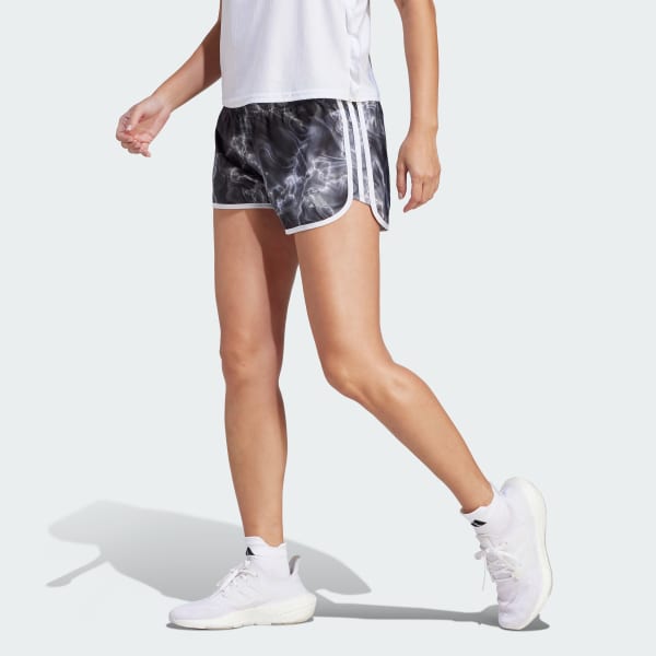 Женские шорты adidas Marathon 20 Allover Print Shorts (Белые)