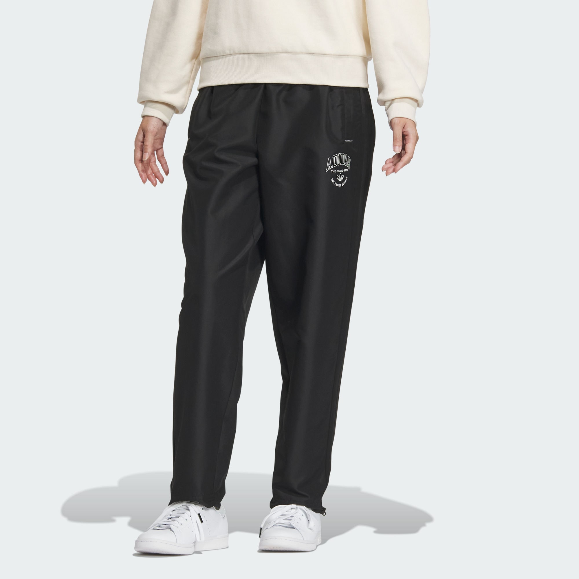 Женский костюм adidas LOGO TWIST TRACK TRACKSUIT BOTTOMS черно-белый