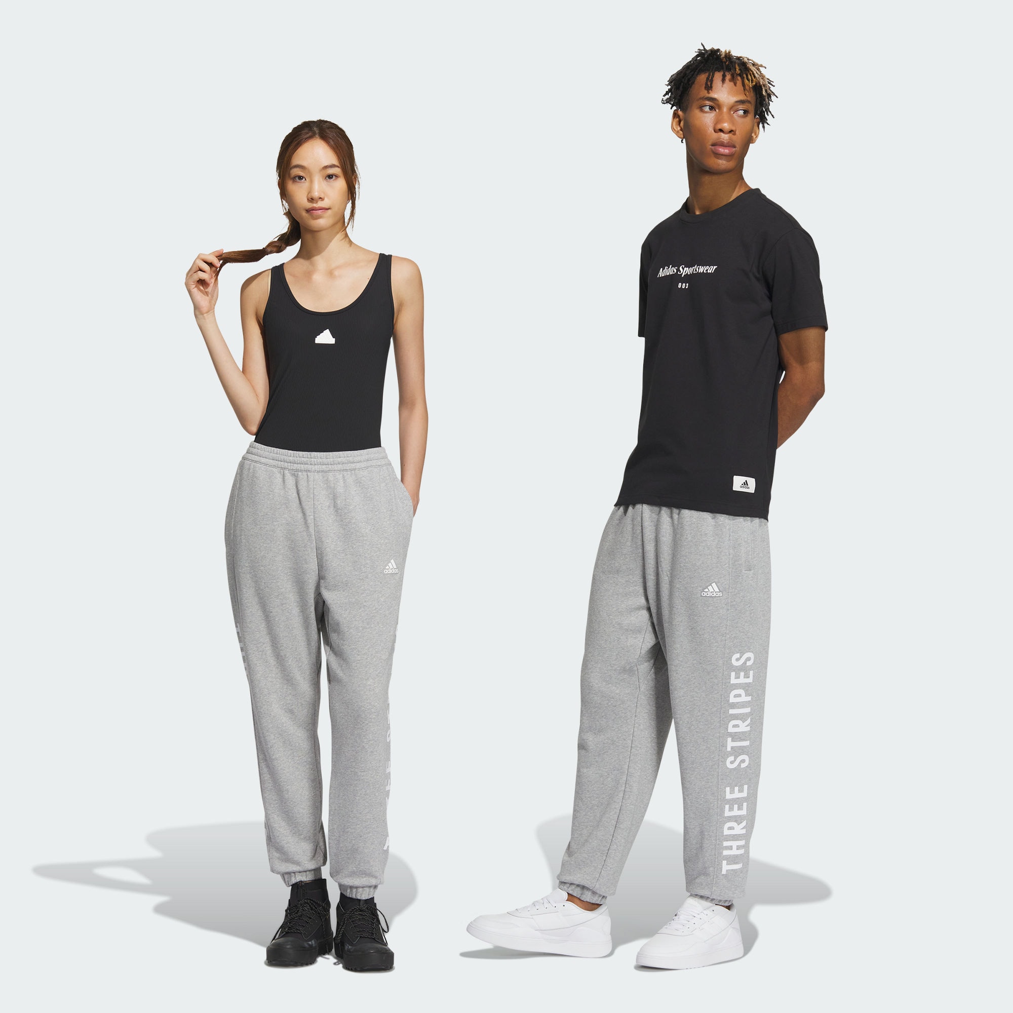 Брюки adidas WORDING STRAIGHT LEG CUFFED PANTS серые