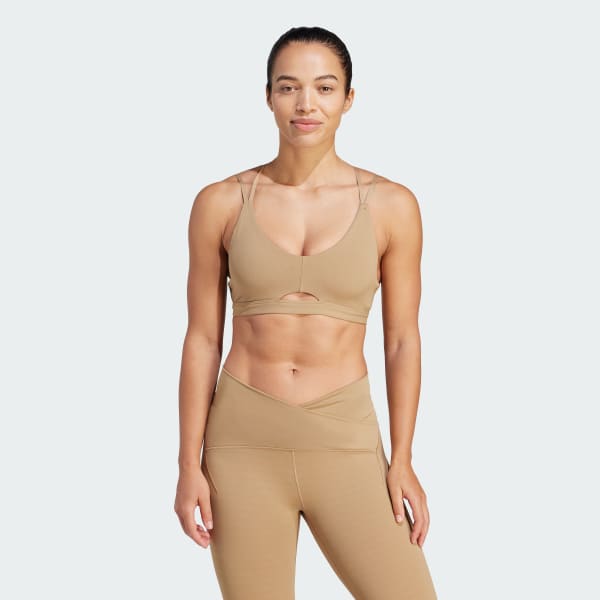 Женский топ-бра adidas Yoga Studio Luxe Light-Support Bra (Коричневый)