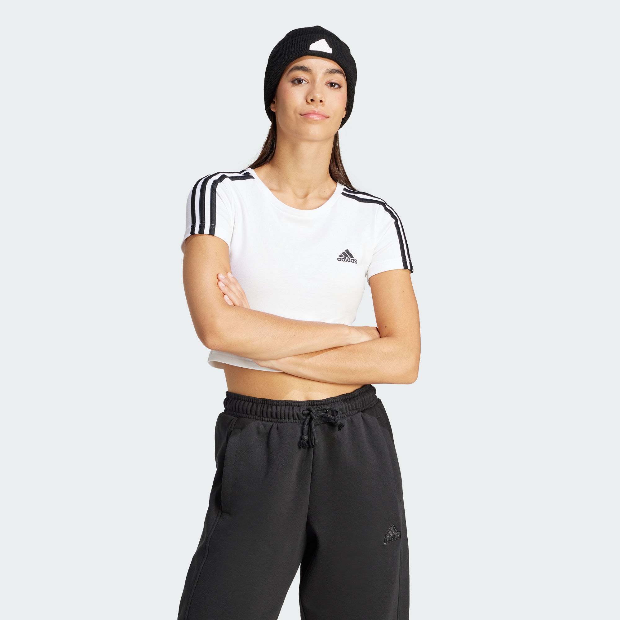 Женская футболка adidas ESSENTIALS 3-STRIPES TEE белая