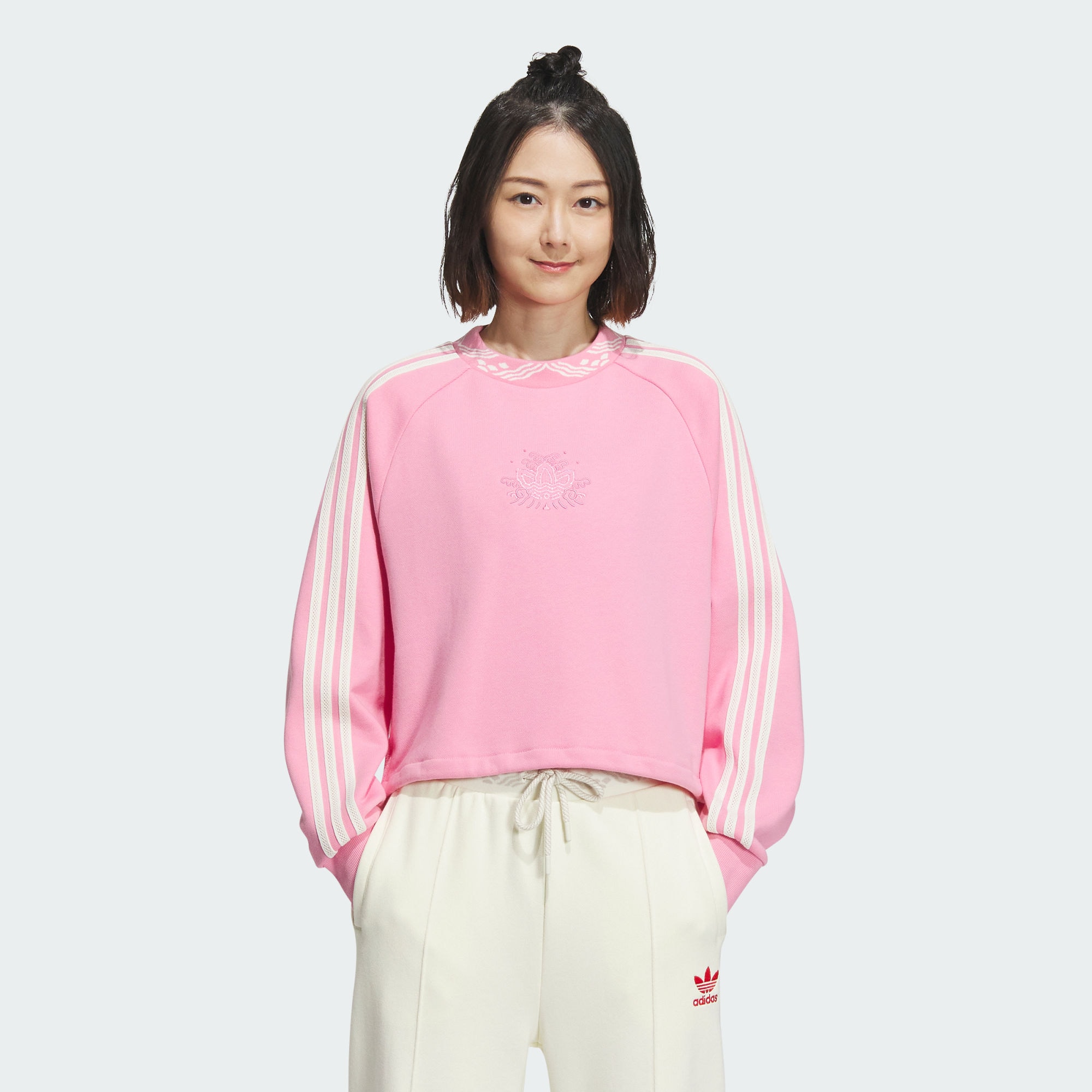 Женский свитшот adidas JACQUARD RIB CREWNECK SWEATER розовый