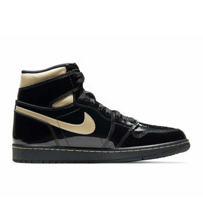 Кроссовки Nike Air Jordan 1 Retro High Black Metallic Gold (2020) черные