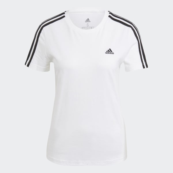 Женская футболка adidas Essentials Slim 3-Stripes Tee (Белая)