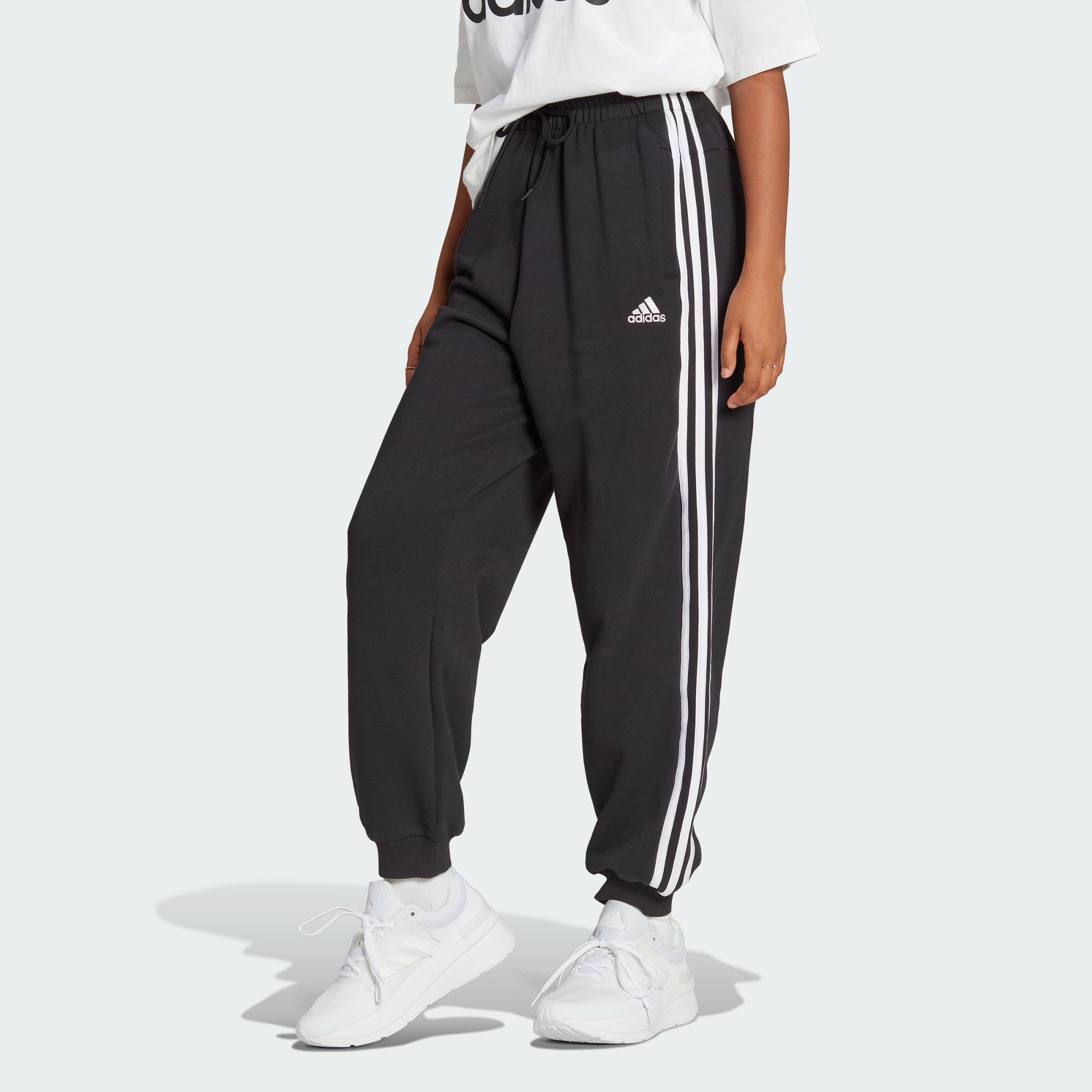 Женские брюки adidas ESSENTIALS LOOSE-FIT PANTS черно-белые