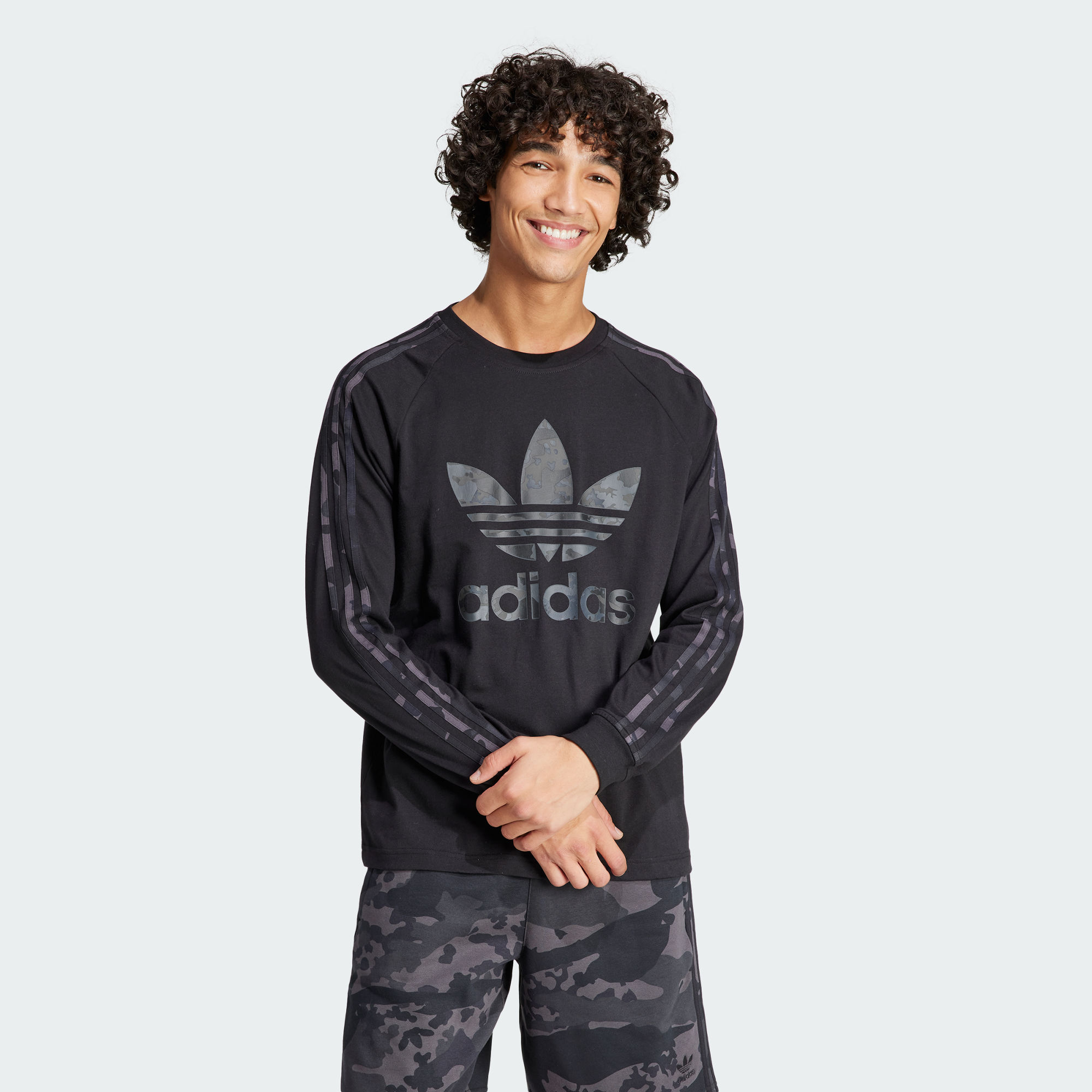 Мужская футболка adidas CAMO TREFOIL LONG SLEEVE TEE черная