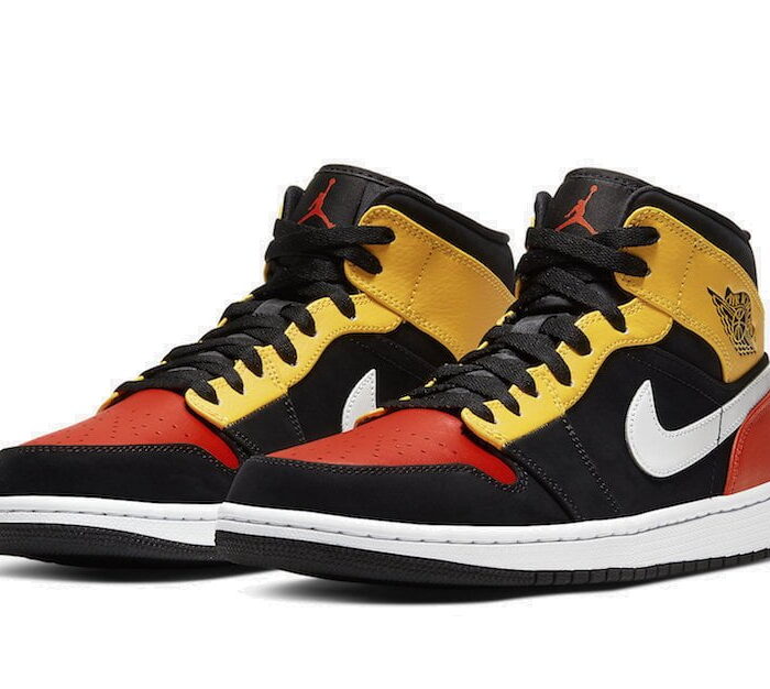 air jordan 1 mid black amarillo orange