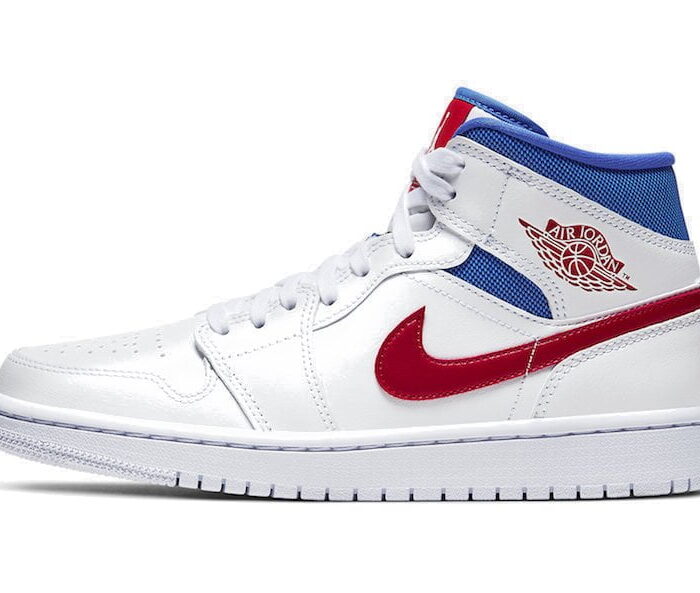 white and red mid jordan 1